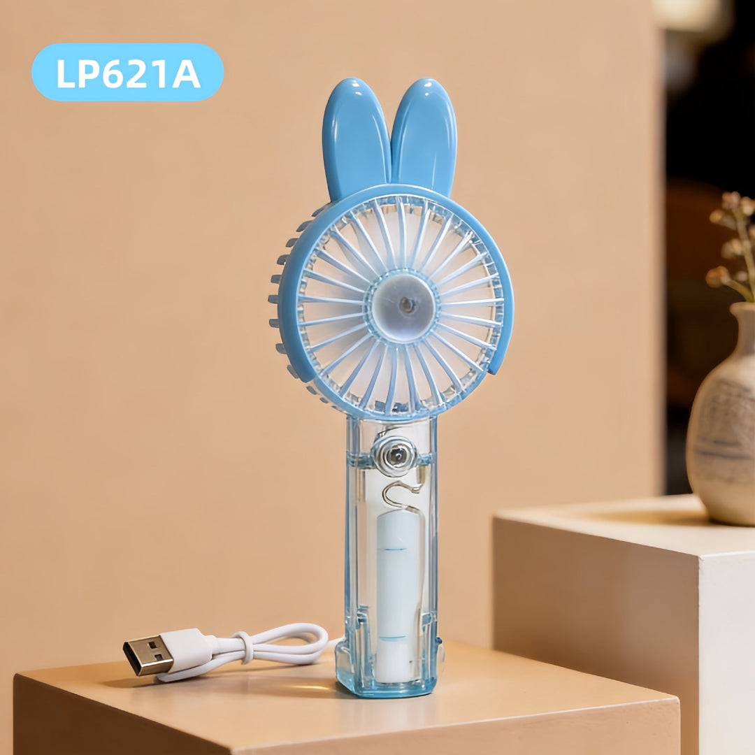 Unisex Mini-Handventilator Tragbar mit LED-Lichtring und Bärenohren-Design 10
