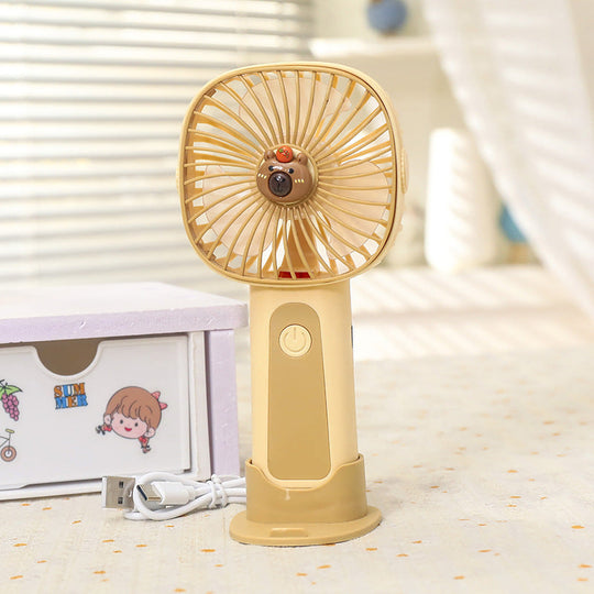 Unisex Mini-Handventilator Tragbar mit LED-Lichtring und Bärenohren-Design 13