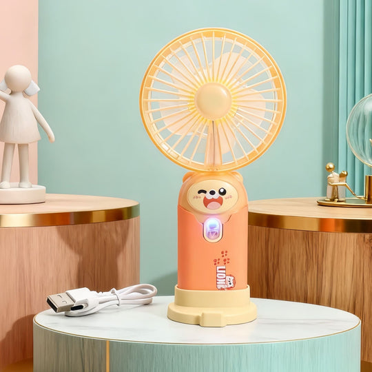 Unisex Mini-Handventilator Tragbar mit LED-Lichtring und Bärenohren-Design 16