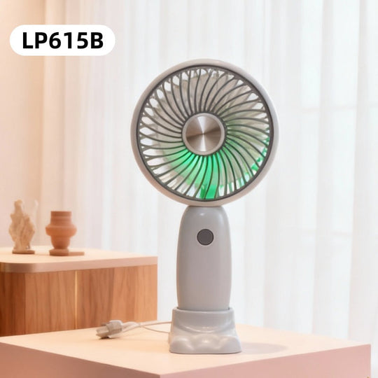 Unisex Mini-Handventilator Tragbar mit LED-Lichtring und Bärenohren-Design 23