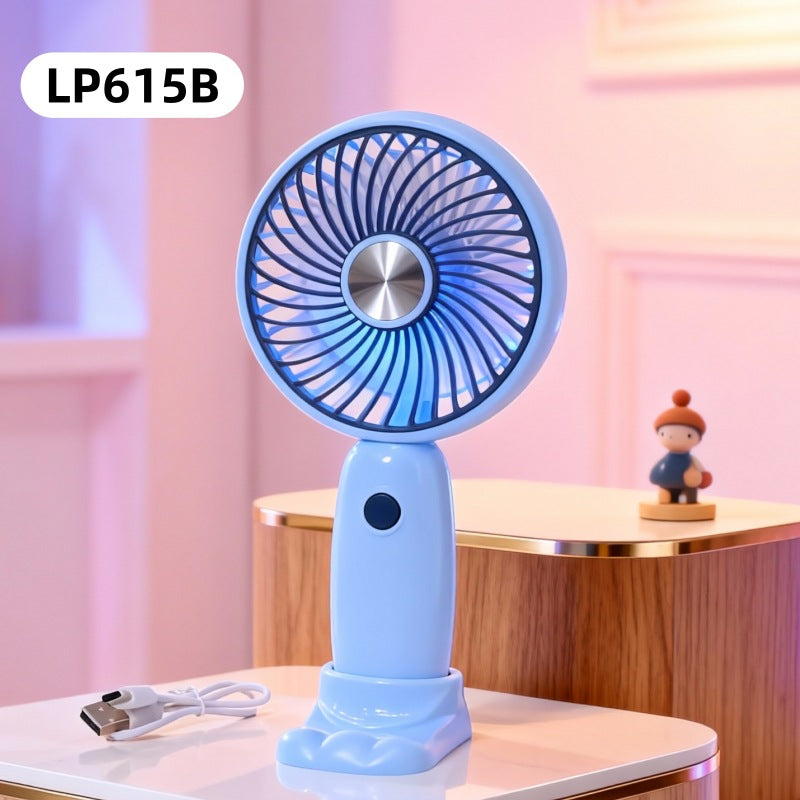 Unisex Mini-Handventilator Tragbar mit LED-Lichtring und Bärenohren-Design 4