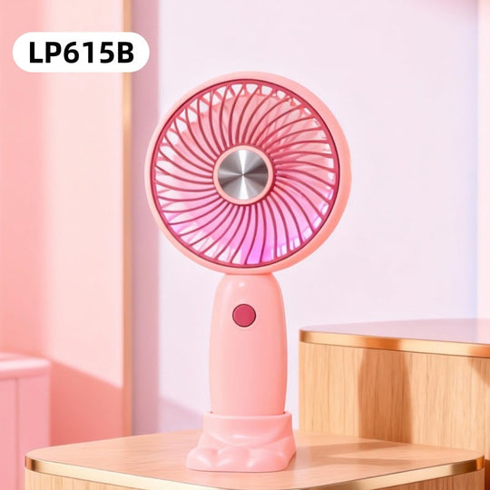 Unisex Mini-Handventilator Tragbar mit LED-Lichtring und Bärenohren-Design 7