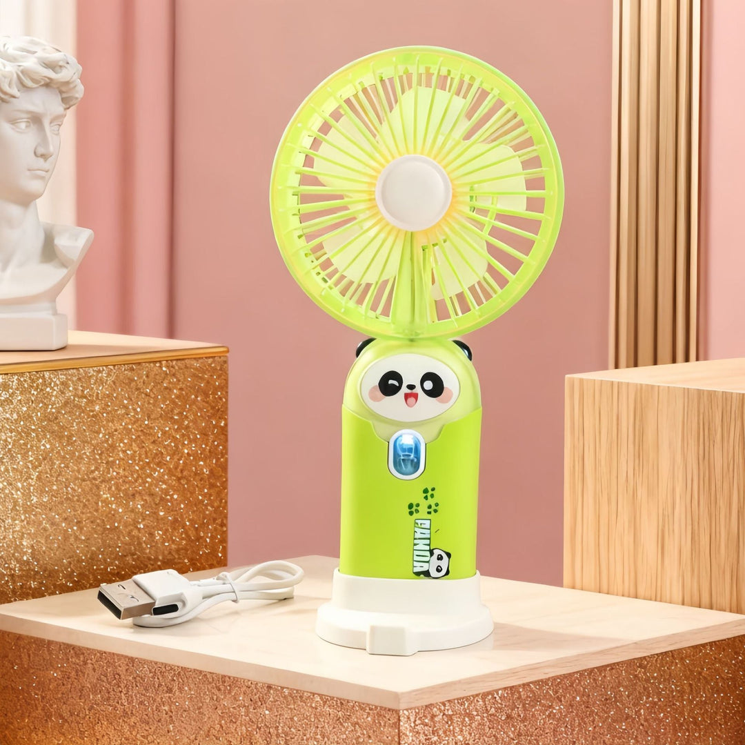 Unisex Mini-Handventilator Tragbar mit LED-Lichtring und Bärenohren-Design 8