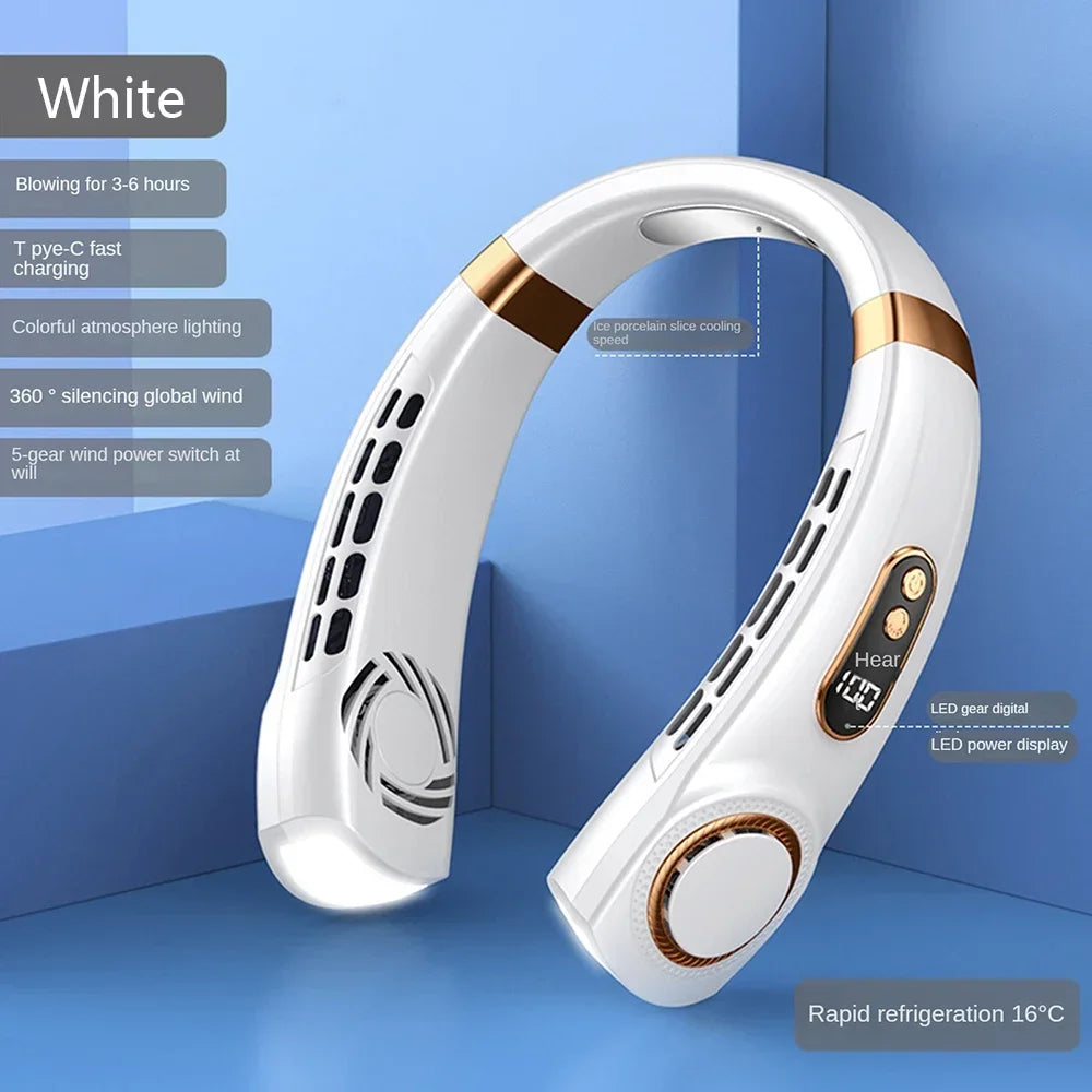 Unisex Mini Halsventilator Tragbar Flügellos mit Digitalanzeige 7
