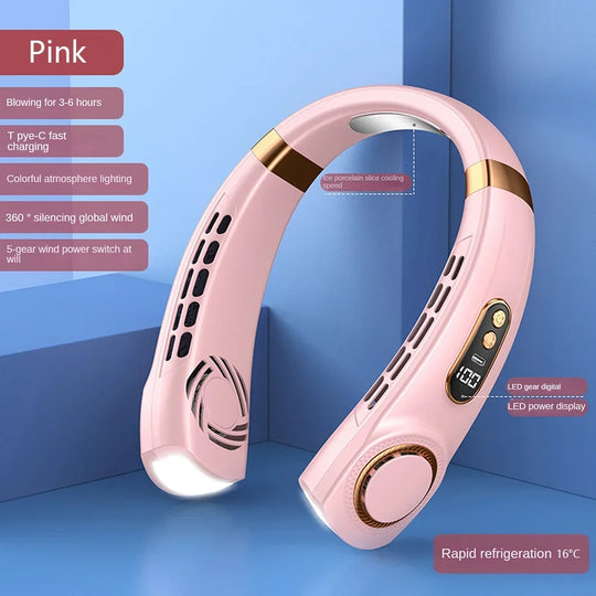 Unisex Mini Halsventilator Tragbar Flügellos mit Digitalanzeige 8