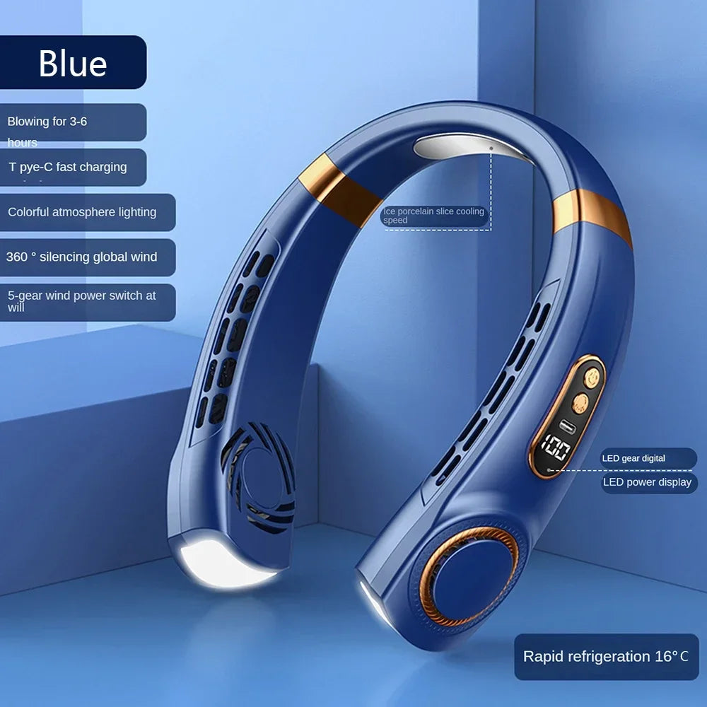 Unisex Mini Halsventilator Tragbar Flügellos mit Digitalanzeige 9