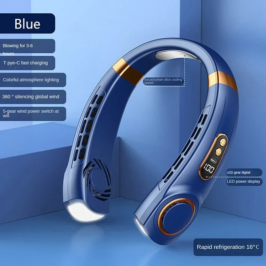 Unisex Mini Halsventilator Tragbar Flügellos mit Digitalanzeige 9
