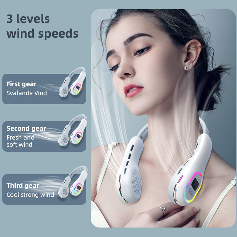 Unisex Nackenventilator Tragbar mit LCD-Display und Leisem Motor 3