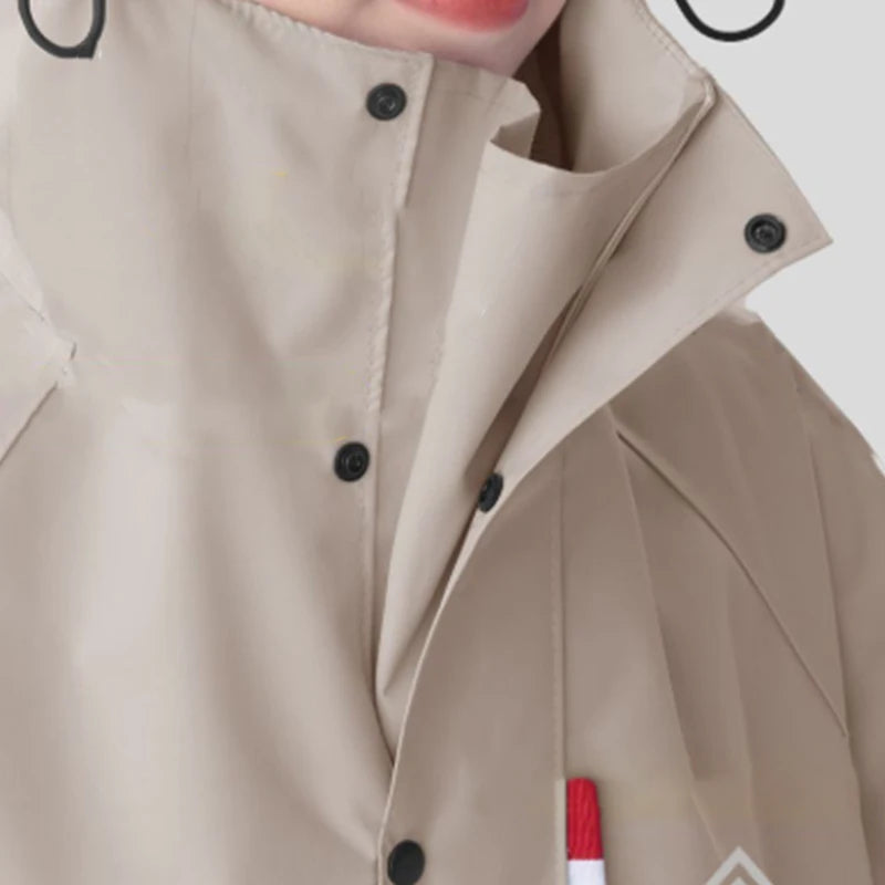 Unisex Regenmantel Lang Oxford Gewebe Wasserdicht mit Kapuze 3