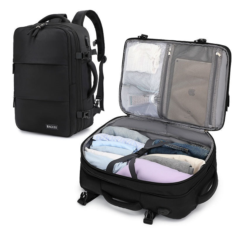 Unisex Reisekoffer-Rucksack mit Organizer-System und erweiterbarem Hauptfach 0