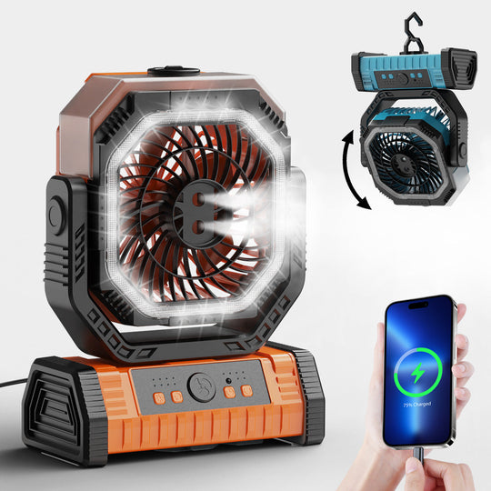 Unisex Tischventilator Leise Mit Akku und Verstellbarem Kopf 2