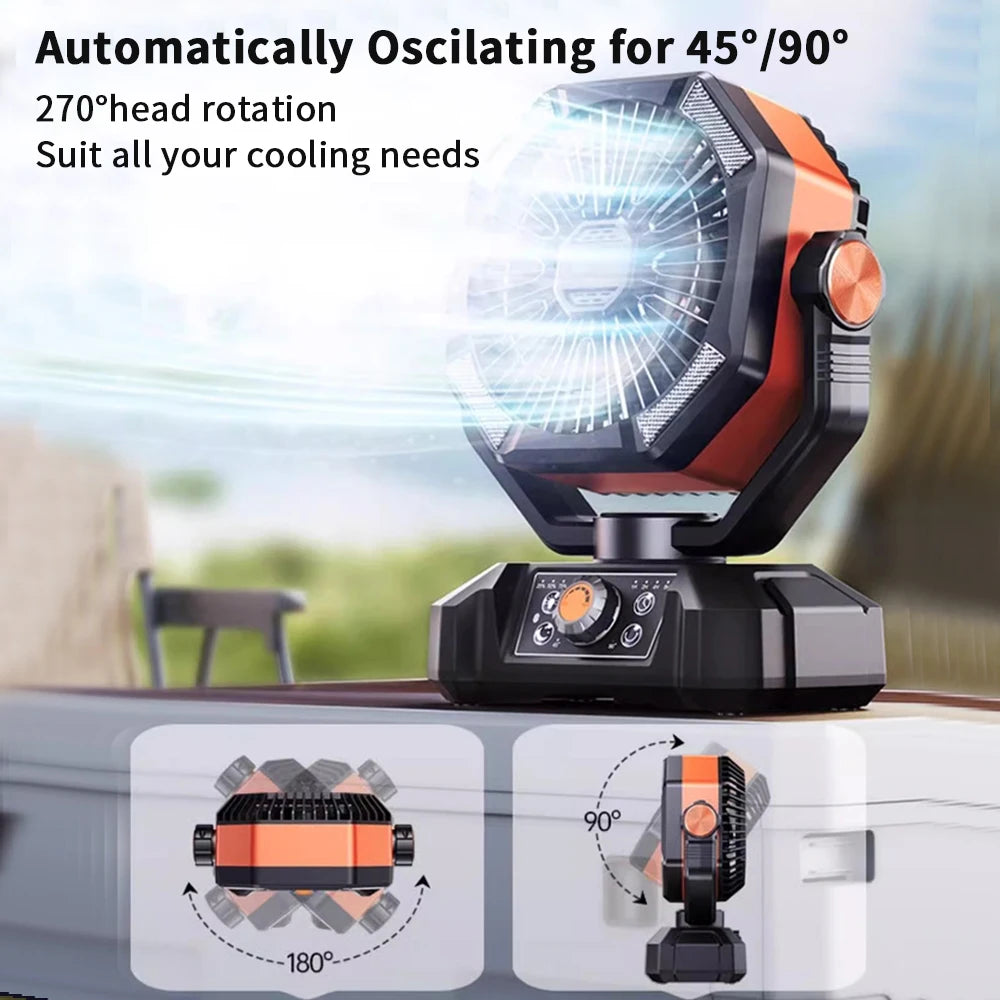 Unisex Tragbarer Campingventilator mit 20.000 mAh Akku und LED-Laternen 2