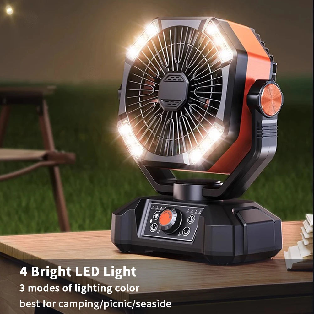 Unisex Tragbarer Campingventilator mit 20.000 mAh Akku und LED-Laternen 3