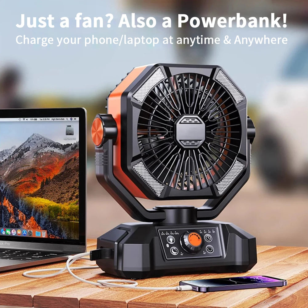 Unisex Tragbarer Campingventilator mit 20.000 mAh Akku und LED-Laternen 4