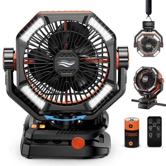 Unisex Tragbarer Campingventilator mit 20.000 mAh Akku und LED-Laternen 6