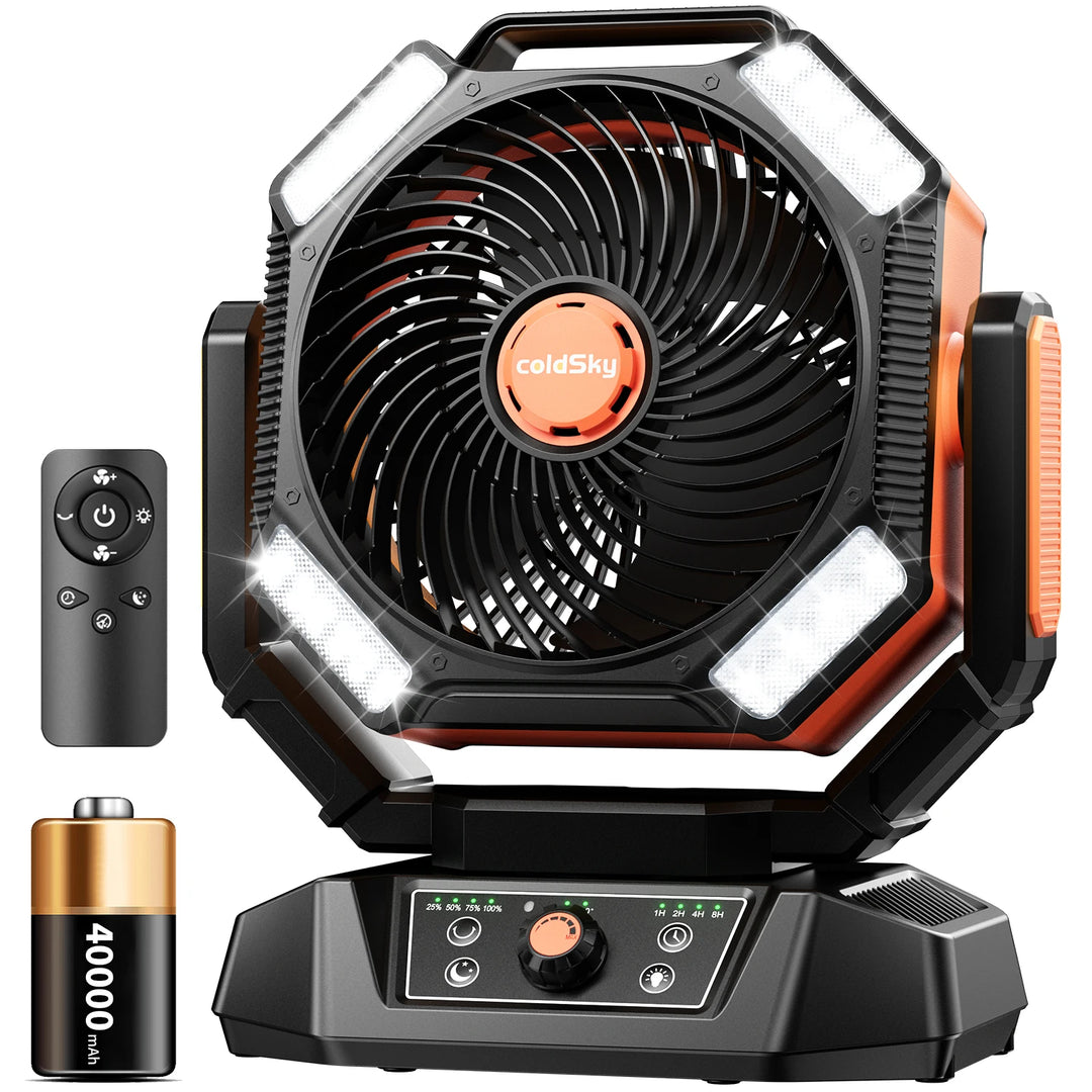 Unisex Tragbarer Campingventilator mit 20.000 mAh Akku und LED-Laternen 7