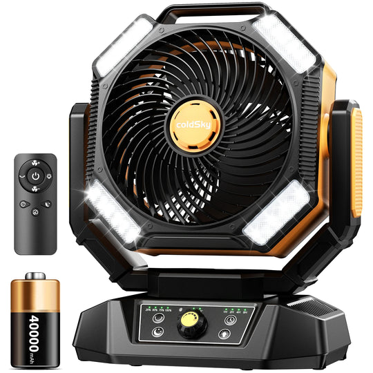 Unisex Tragbarer Campingventilator mit 20.000 mAh Akku und LED-Laternen 8