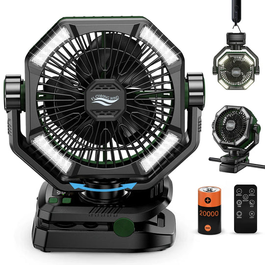 Unisex Tragbarer Campingventilator mit 20.000 mAh Akku und LED-Laternen 9