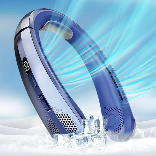 Unisex Tragbarer Hängender Halsventilator mit LED-Digitalanzeige und Wiederaufladbarer Batterie 1