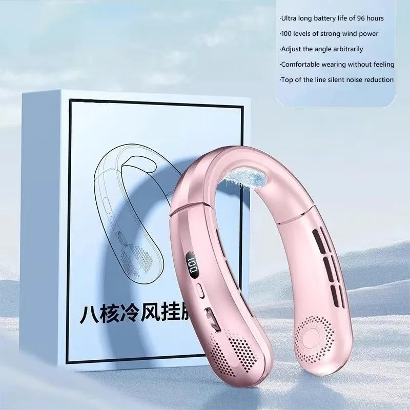 Unisex Tragbarer Hängender Halsventilator mit LED-Digitalanzeige und Wiederaufladbarer Batterie 7