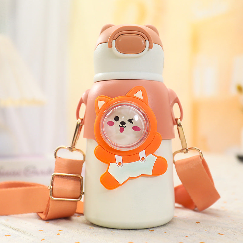 Unisex Trinkflasche Kinder Mit Tiermotiv Praktische Klappöffnung Und Abnehmbarem Tragegurt 0
