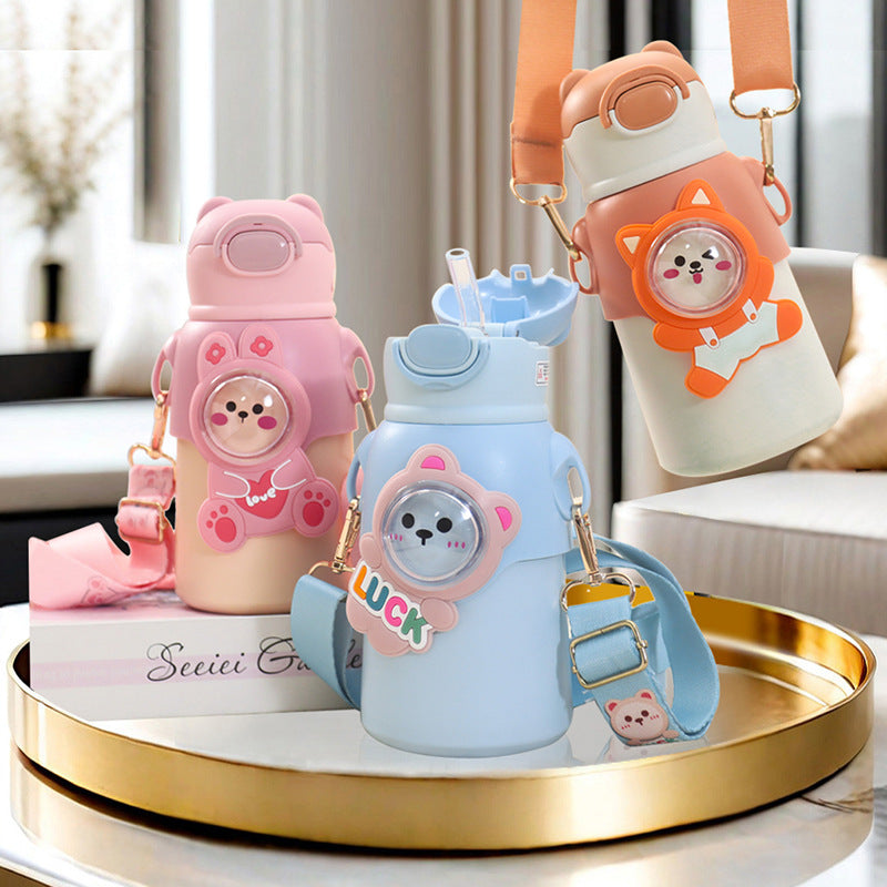 Unisex Trinkflasche Kinder Mit Tiermotiv Praktische Klappöffnung Und Abnehmbarem Tragegurt 1