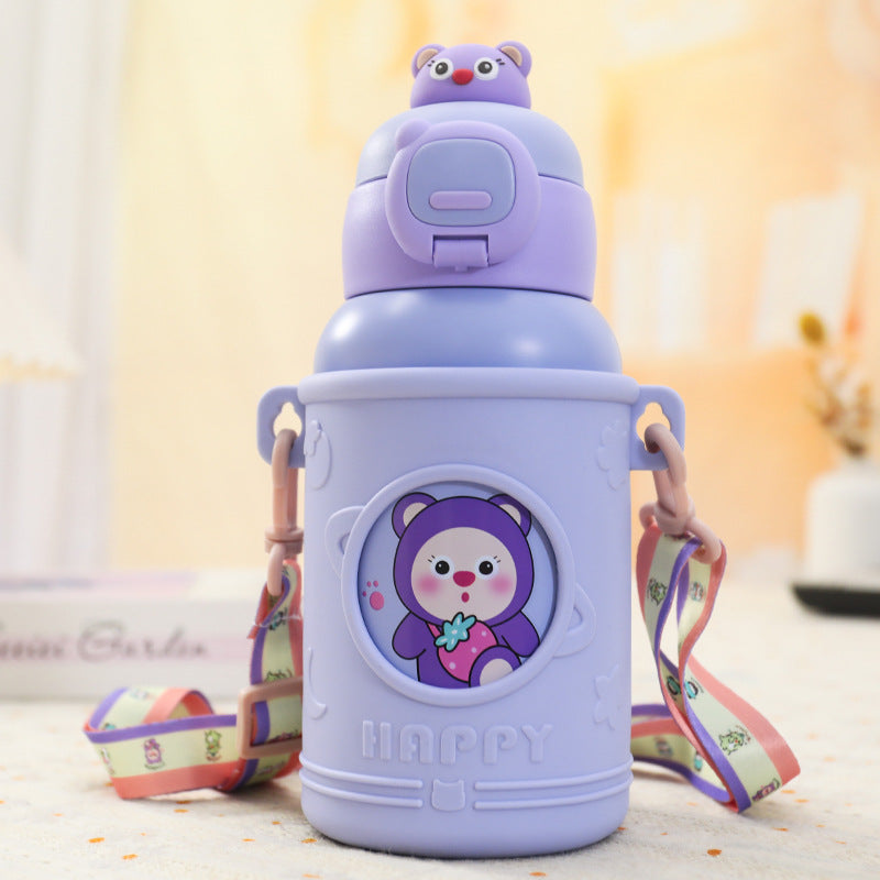 Unisex Trinkflasche Kinder Mit Tiermotiv Praktische Klappöffnung Und Abnehmbarem Tragegurt 4