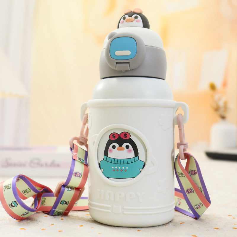 Unisex Trinkflasche Kinder Mit Tiermotiv Praktische Klappöffnung Und Abnehmbarem Tragegurt 6