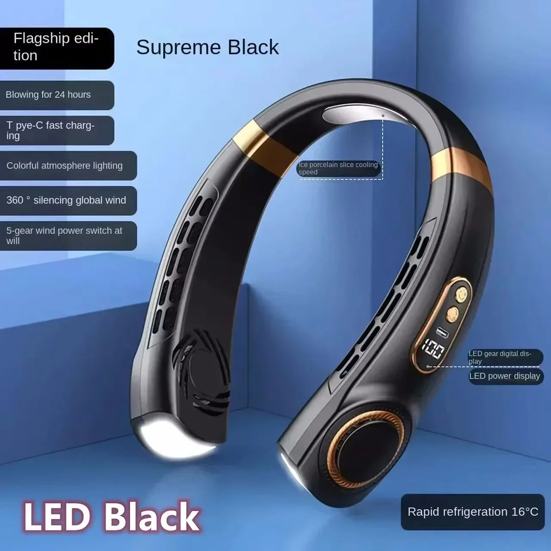 Unisex USB-Halsventilator Tragbar Blattlos Wiederaufladbar mit LED-Anzeige 10