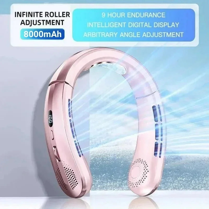 Unisex USB-Halsventilator Tragbar Blattlos Wiederaufladbar mit LED-Anzeige 12