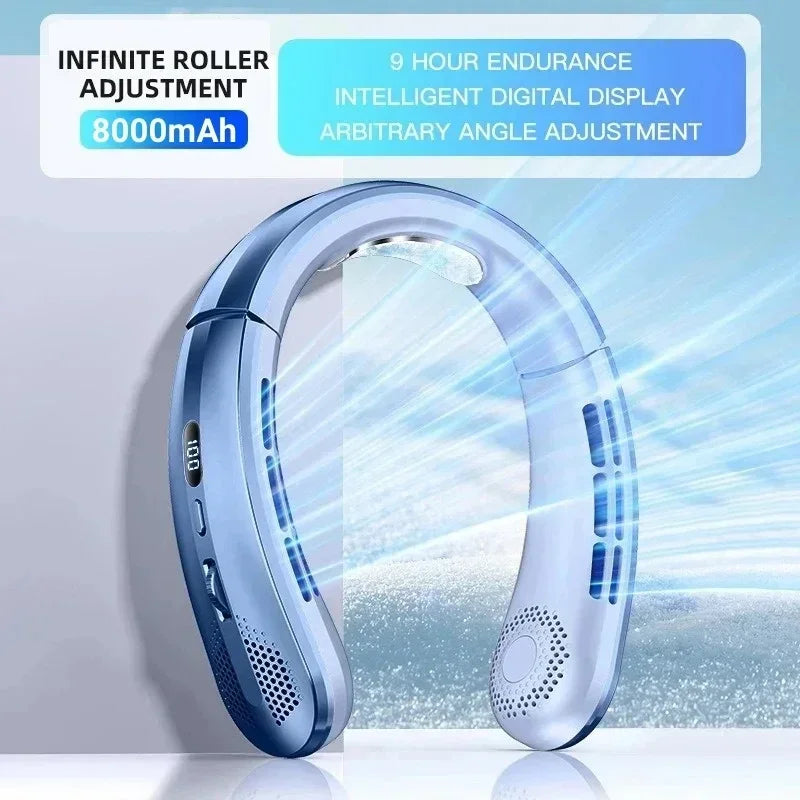 Unisex USB-Halsventilator Tragbar Blattlos Wiederaufladbar mit LED-Anzeige 16
