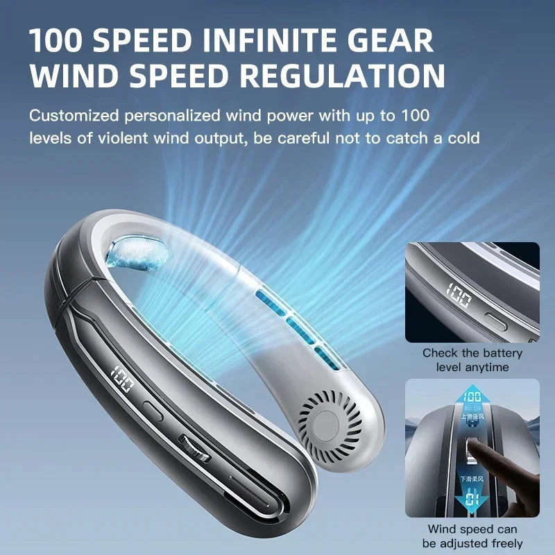 Unisex USB-Halsventilator Tragbar Blattlos Wiederaufladbar mit LED-Anzeige 3