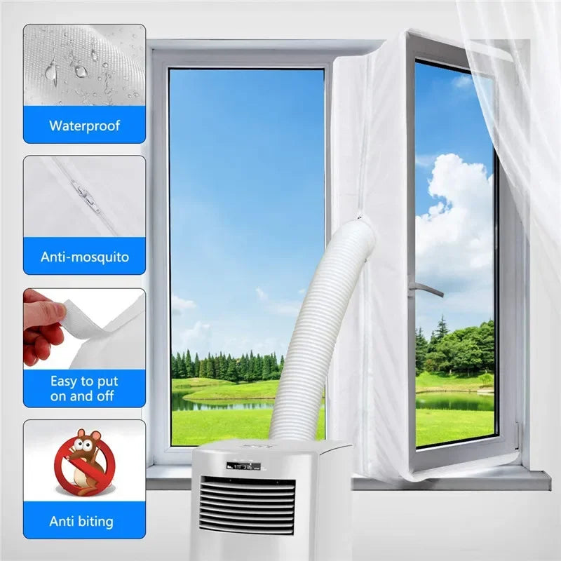 Universal Fensterdichtung für tragbare Klimaanlagen mit flexiblem Reißverschluss und Klebeband 1