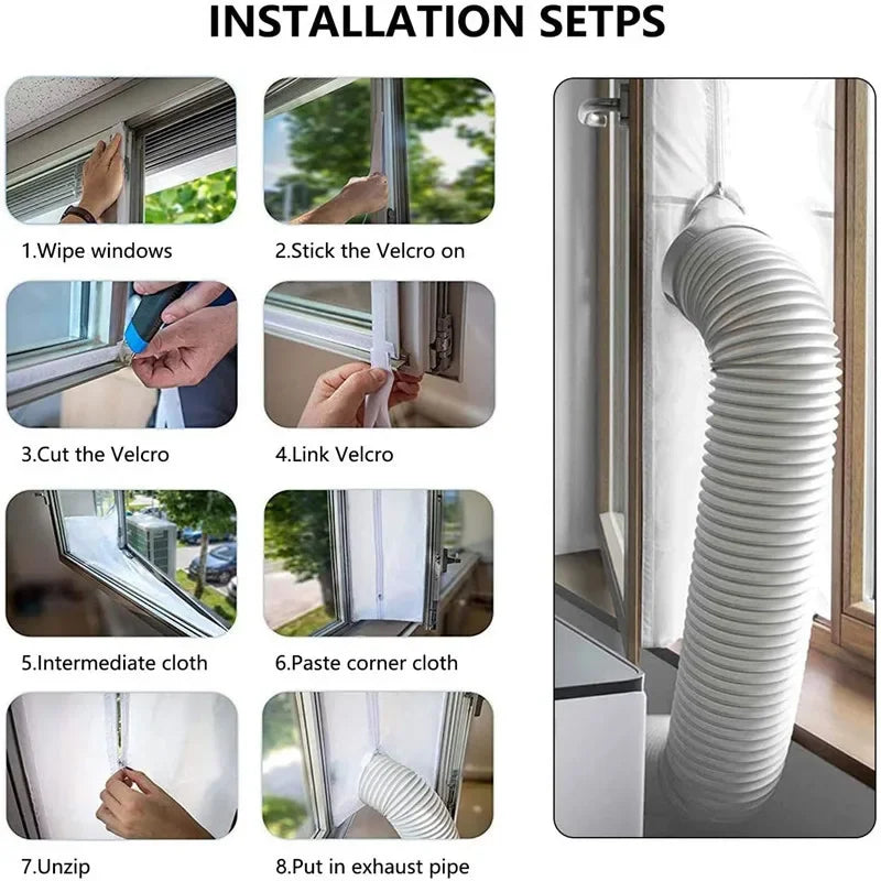 Universal Fensterdichtung für tragbare Klimaanlagen mit flexiblem Reißverschluss und Klebeband 3