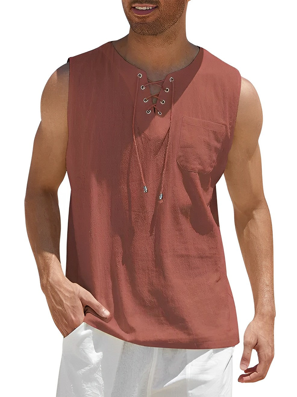 Variant image for Herren Tanktop Atmungsaktiv Baumwolle Für Sport Und Freizeit-31