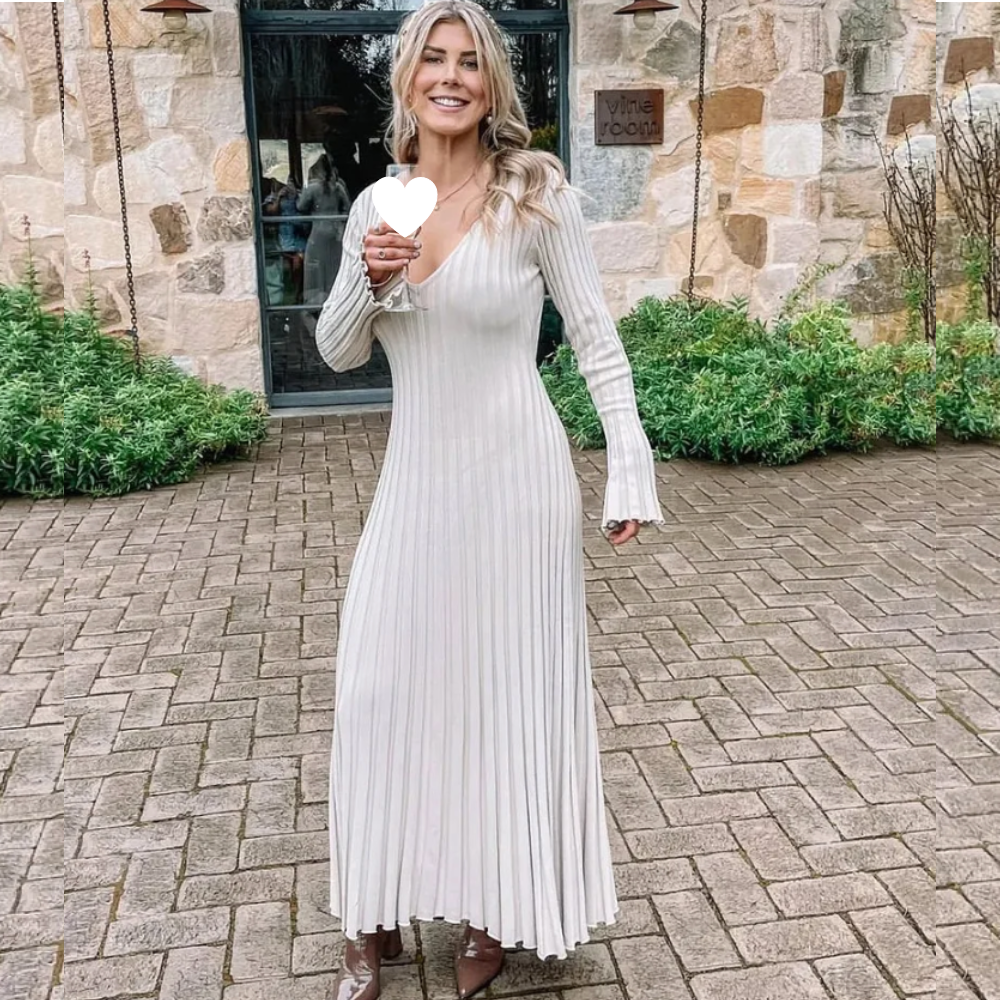 Variant image for Damen Kleid Langarm Stilvoll Baumwolle Eleganter Schnitt-1