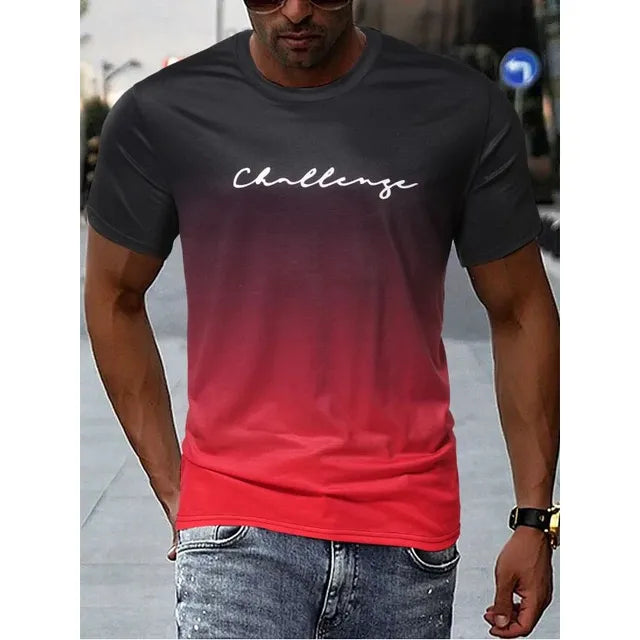 Herren T-Shirt Vintage Farbverlauf 100% Baumwolle Bequeme Passform-1