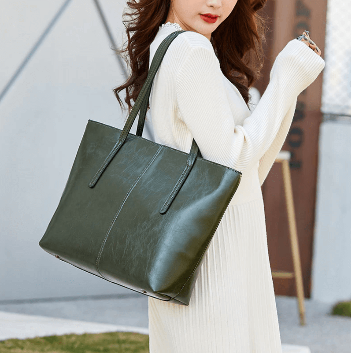 Vintage Öl Wachs Leder Tote Tasche