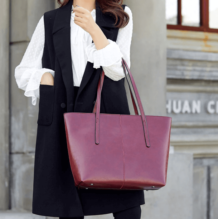 Vintage Öl Wachs Leder Tote Tasche