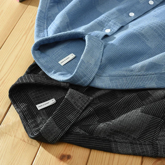 Herren Langarmshirt Patchwork Baumwolle Polyester Stylish 6
