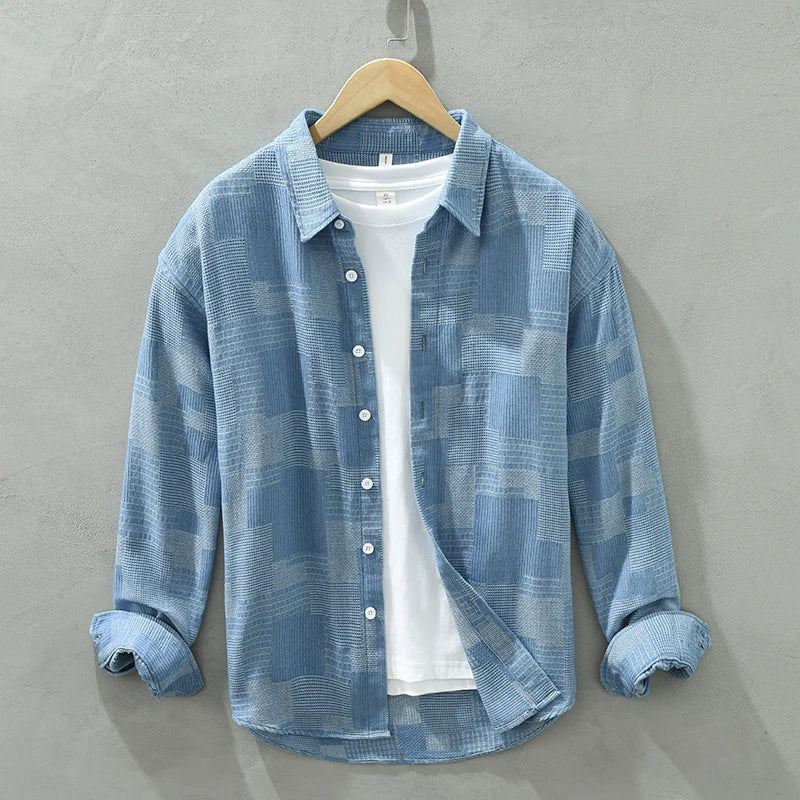 Variant image for Herren Langarmshirt Patchwork Baumwolle Polyester Stylish-7