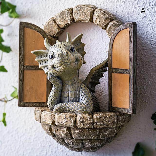 Wanddekoration Drache für Garten und Balkon Charmant Mit Solarlampe 0