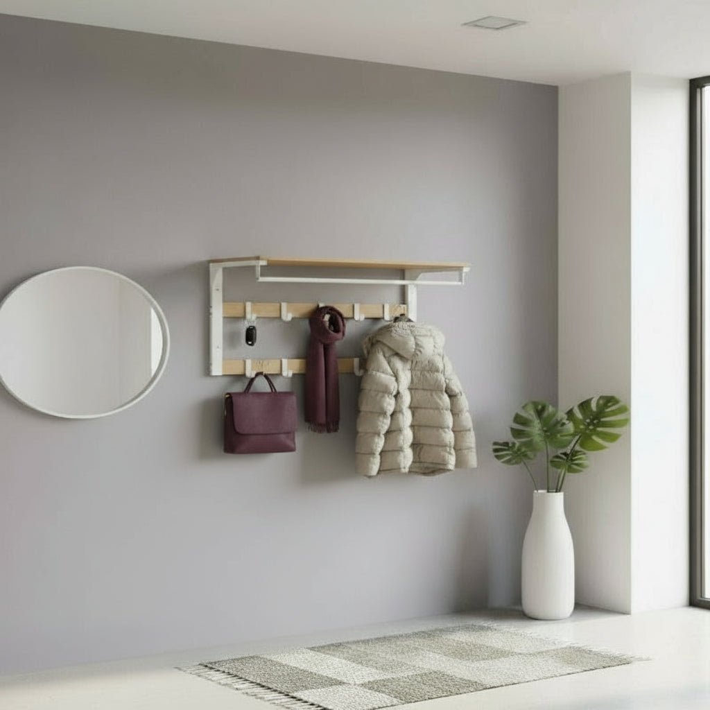 Wandgarderobe mit Regal und Haken für modernen Eingangsbereich 1