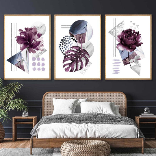Wandkunst Set Botanische Drucke für Modernes Wohnen 3 Teile 1