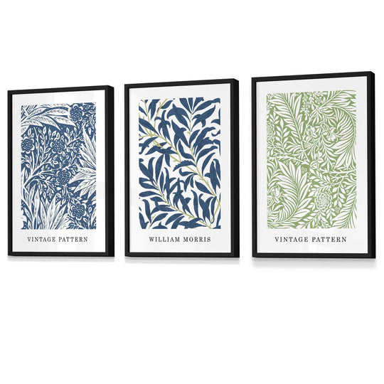Wandkunst Set mit Vintage Blumenmotiven von William Morris 0
