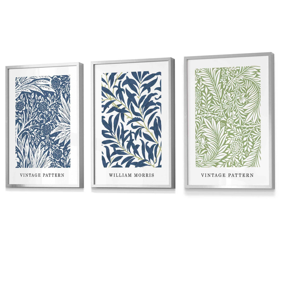 Wandkunst Set mit Vintage Blumenmotiven von William Morris 1