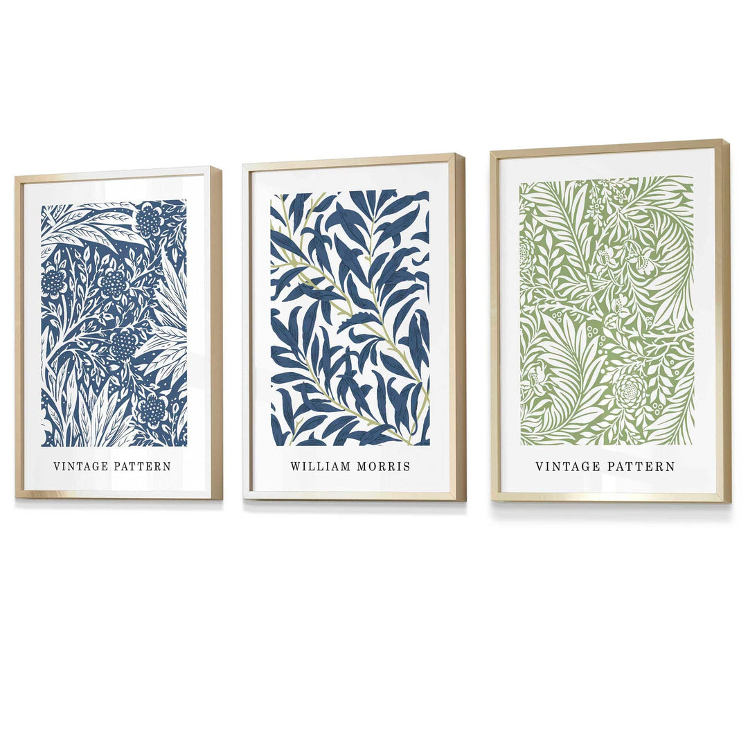 Wandkunst Set mit Vintage Blumenmotiven von William Morris 2
