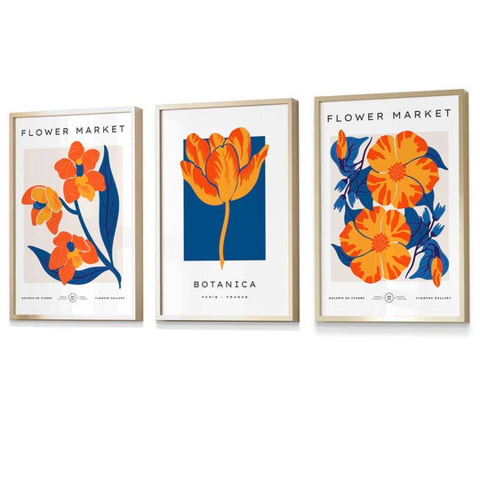 Wandkunstdrucke Set mit Blumenmotiven im Vintage-Stil 3