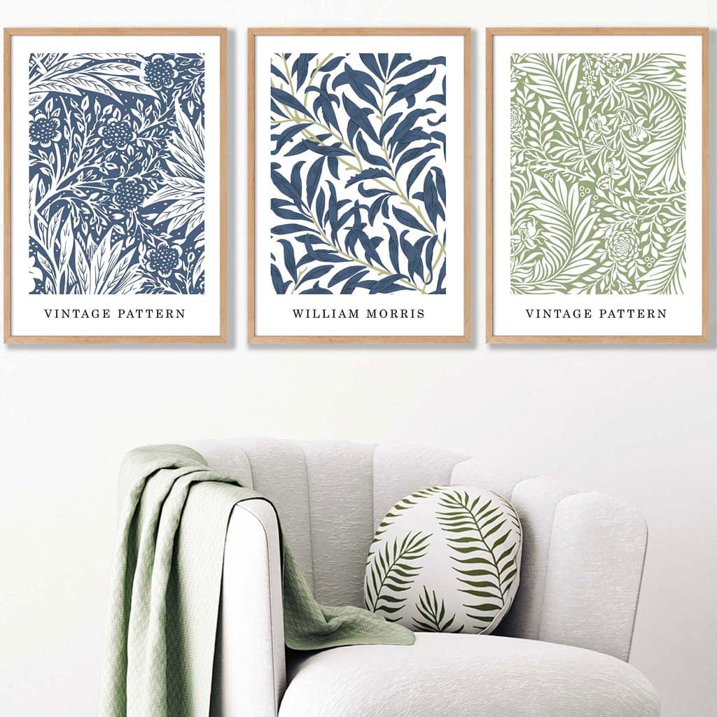 Wandkunstset Vintage Blumenmotive 3 Drucke für Wohnräume 1