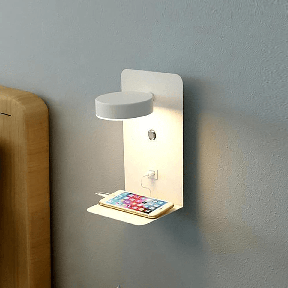 Wandleuchte Schwarz Innen Mit Drehbarem Kopf Und USB-Ladestation - LED Wandlampe Für Schlafzimmer Und Wohnzimmer 2